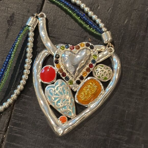 Heart Glass Crystal Seed Bead Enamel Stone Colorful Necklace‌‌‌‌ - Picture 2 of 13